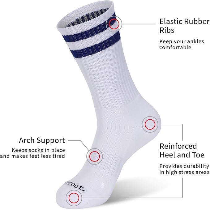 MONFOOT Women's and Men's 3-8 Pairs Athletic Cushion Crew Socks Multi