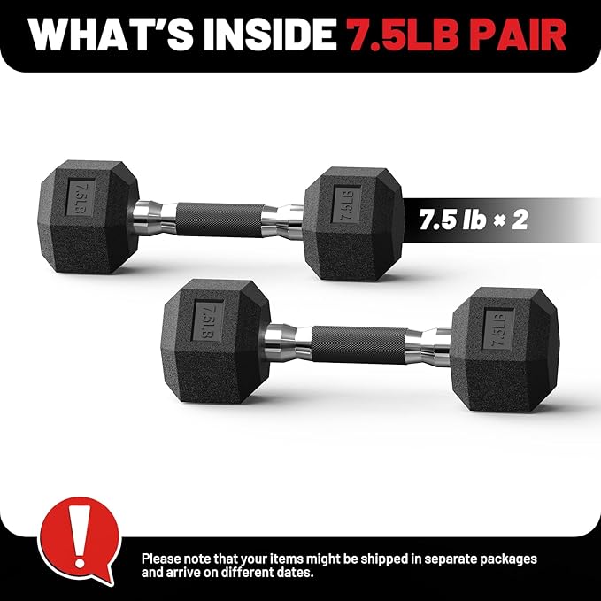 PAPABABE Hex Dumbbell Set with Rubber Grip 2.5-125lb, Odorless Rubber Coated Weight Fixed Dumbbells Set of 2, Weights for Women at Home, Hand Weights for Home Gym & Strength Training,Pesas Para Ejercicios