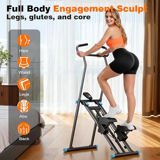 Stair Stepper for Home Gym, 350 lbs Capacity Cardio Machine with Adjustable Height, Non-Slip Pedals, LCD Display, Foldable Design for Full Body Workout for Women Men