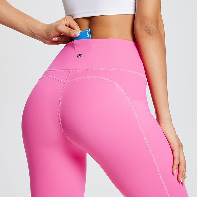 BALEAF Women's Leggings with Pockets Black Tummy Control Workout High Waisted Athletic 7/8 Ultra Soft Gym Yoga Ankle Pants