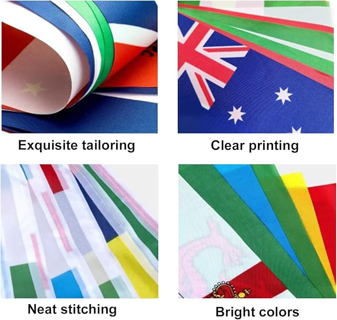 Flags Banner for World Cup 2026 Decorations, Flag Bunting for Olympic Decorations, 50 Countries Bunting Flags, 50 ft/15 m, International Flag for School, Office, Home, Stadium Decor (50)