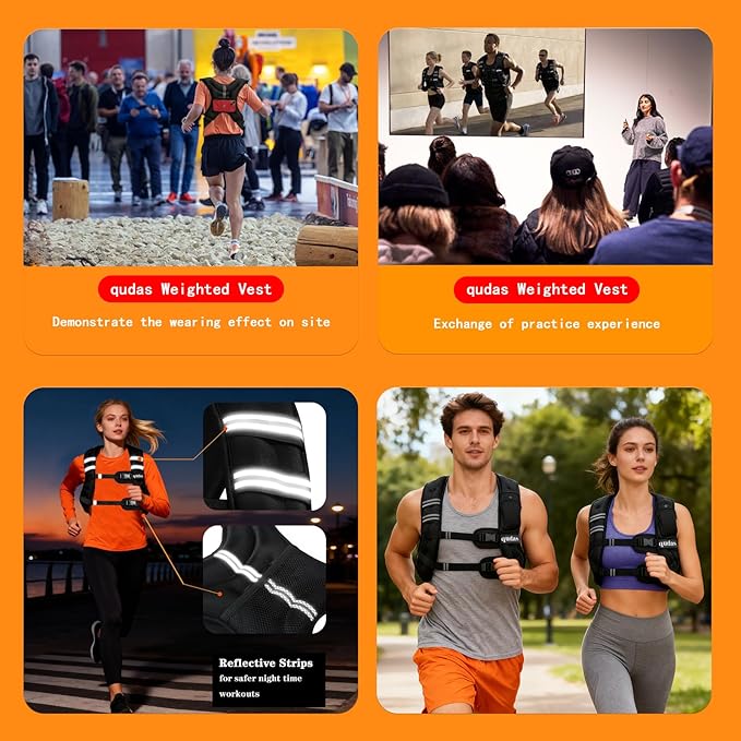 German Brand Weighted Vest for Women Men,10lb/12lb/16lb/ Weight Vest with Reflective Stripe for Workout, Strength Training, Running, Fitness, Muscle Building, Weight Loss, Weightlifting,Built-in Iron Granules，Skin-Friendly Breathable