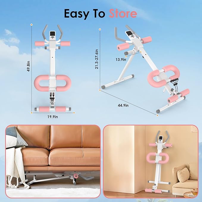 Adjustable Ab Trainer Machine for Home Gym Workout Equipment,5-in-1 Exercise Equipment: Rowing Machine, Leg Press Machine,Ab Glider Machine,Roman Chair,Resistance Band with Handles