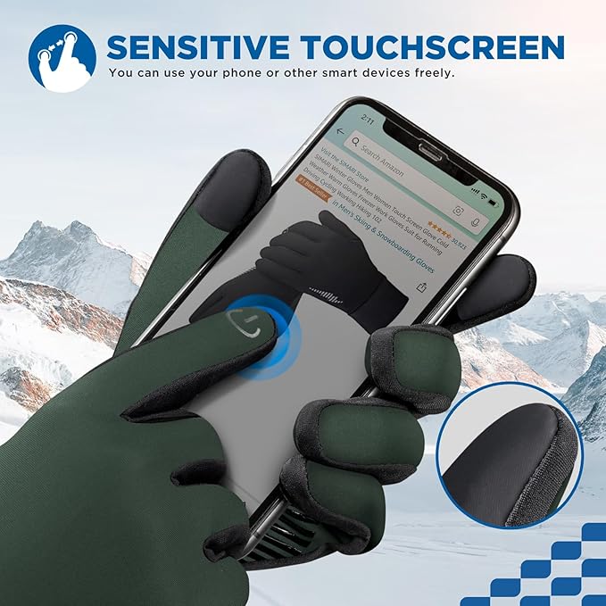 SIMARI Winter Gloves Women Men Ski Snow Gloves Liner Thermal Warm Touch Screen, Suit for Running, Cycling, Biking, Hiking, Driving, Walking, Typing, Freezer Work, Sports, Soccer, Shooting, Gaming 102