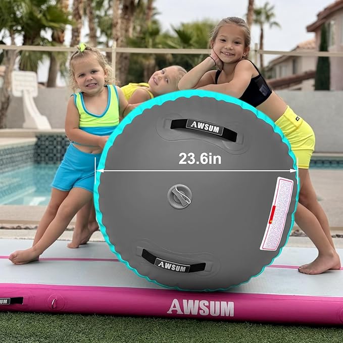 AWSUM Air Roller Gymnastics Barrel Inflatable Tumbling Mat Back Handspring Trainer for Octagon Mat Gym Home Gymnastics Equipment 1PCS，No Electric Pump