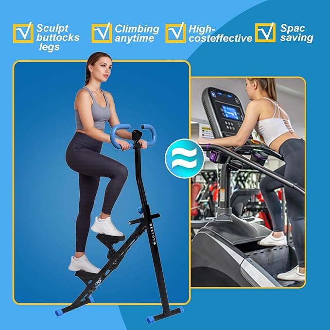 Stair Stepper for Home Gym, Foldable Vertical Climber Workout Machine, Full Body Cardio Machine with Adjustable Handles, LCD Monitor