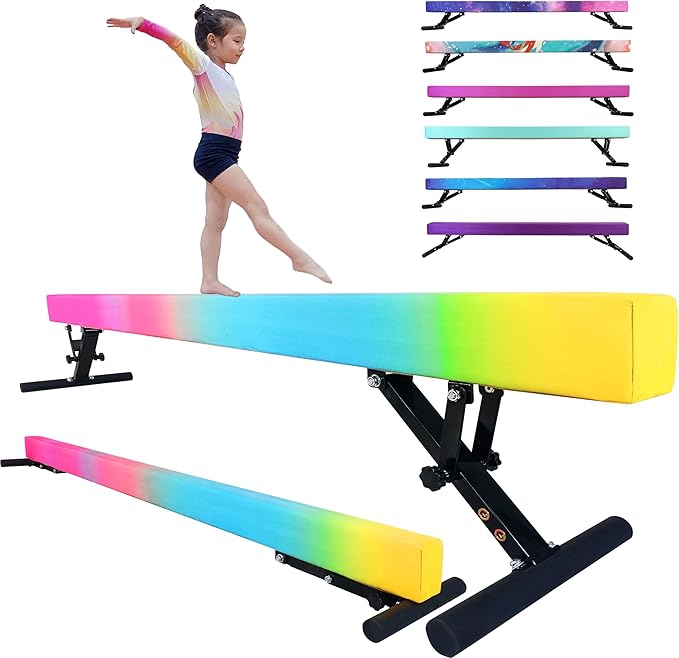 Adjustable Balance Beam for Kids, 8FT Gymnastics Beam with Anti-Slip Legs, High and Low Floor Beam for All Gymnastics Levels, Professional Gymnastic Equipment for Home, Gym Center