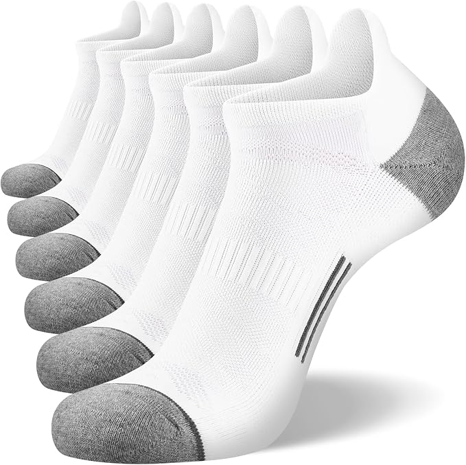 FITRELL 6 Pack Men's Ankle Running Socks Low Cut Cushioned Athletic Sports Socks 7-9/9-12/12-15
