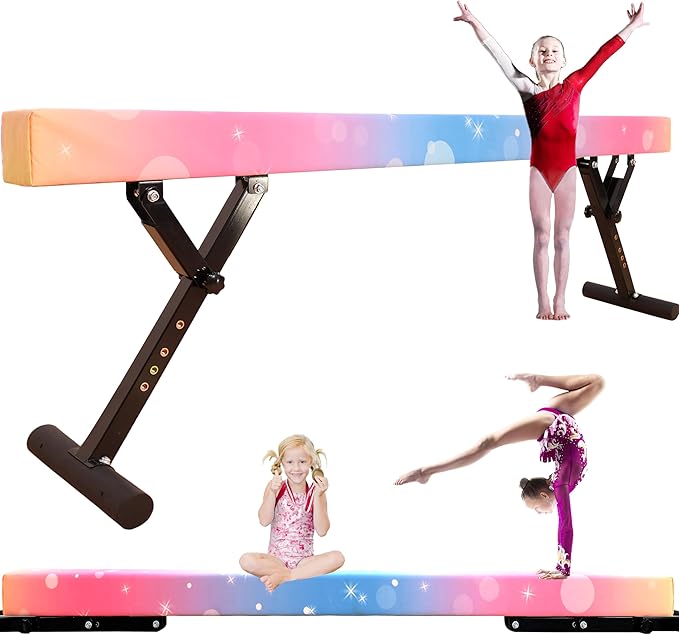 MARFULA Adjustable Balance Beam 8 ft Gymnastic Beam Adjustable Height for Kids and Teenage of All Gymnastic Levels, Gymnastic Training Beam Gymnastic Equipment for Athlete Home and Gym Club Use