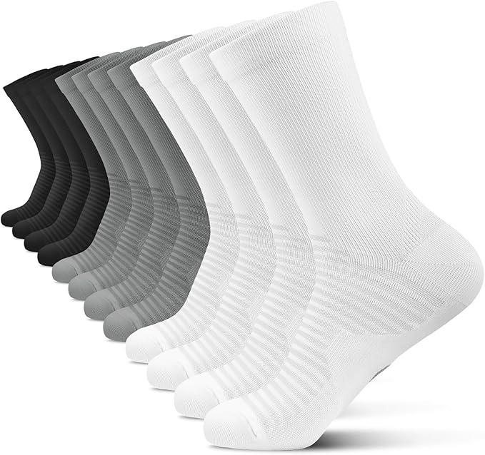 PAPLUS Compression Athletic Crew Socks (6 Pairs) for Men & Women