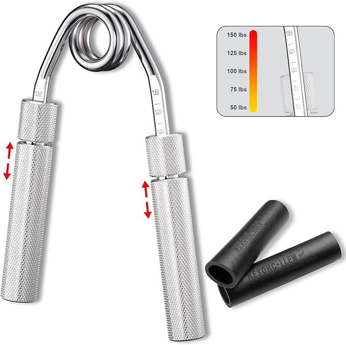 Adjustable Hand Grip Strength Trainer, Full Aluminum Alloy Handle, Grip Strength Adjustable Range 50-150 lbs