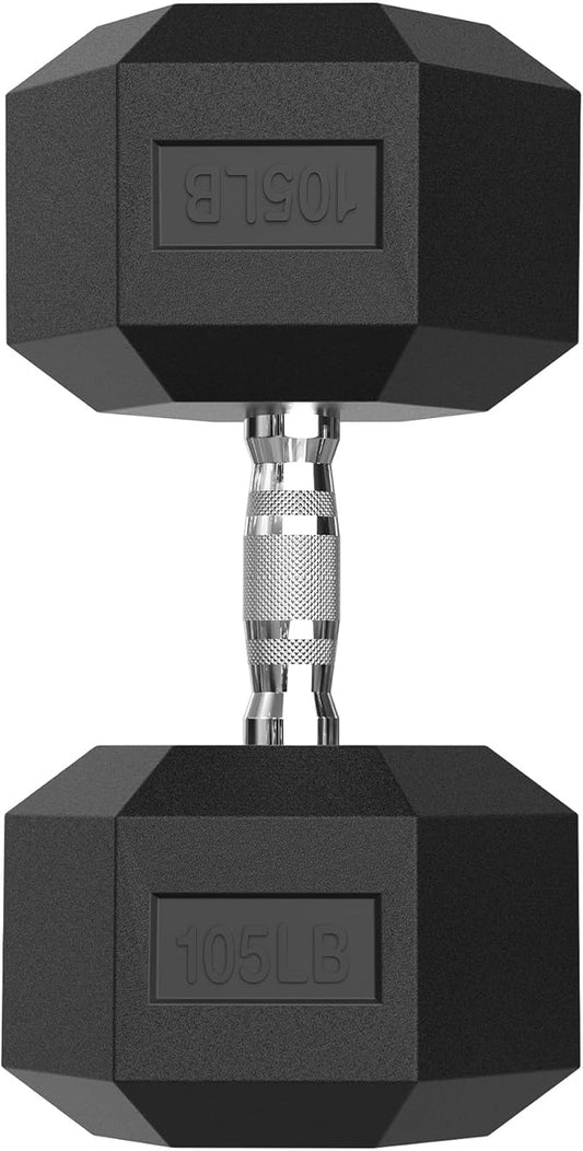 PAPABABE Hex Dumbbell Set with Rubber Grip 2.5-125lb, Odorless Rubber Coated Weight Fixed Dumbbells Set of 2, Weights for Women at Home, Hand Weights for Home Gym & Strength Training,Pesas Para Ejercicios