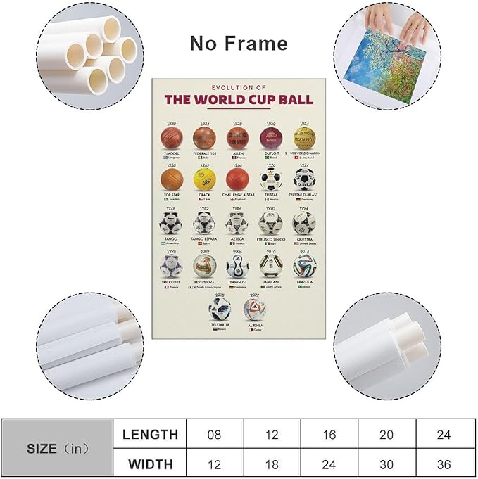 AMZPOSTERLN Soccer Poster History Of The World Cup Ball Knowledge Gift Canvas Art Aesthetic And Wall Art Picture Decor Poster 16x24inch(40x60cm)