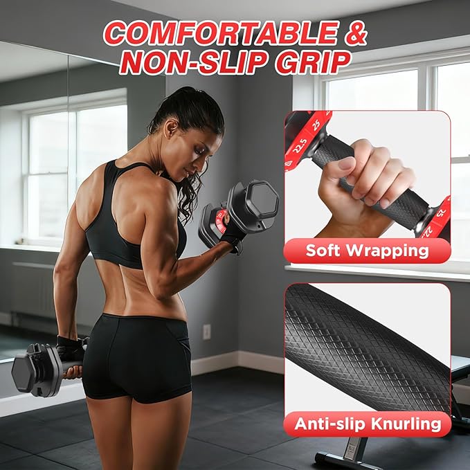 Adjustable Dumbbells Set of 2, Durable Weights Dumbbells Set, 10 in 1/15 in1 Weights Set with Anti-Slip Grip, Fast Adjust Gym Equipment Space Saving for Home Strength Training