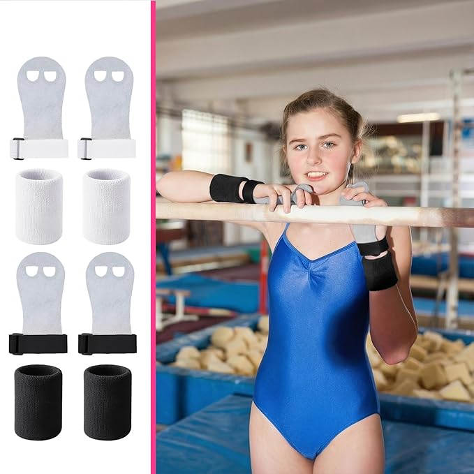 Soulchen 8 Pcs Gymnastics Grips Wristbands Gloves Gymnastic Hand Grips Gymnastic Bar Palm Protection Equipment Sports Accessories for Workout and Exercise
