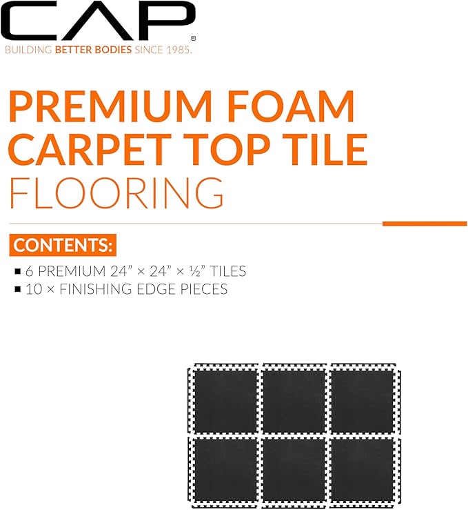 CAP Barbell Interlocking EVA Foam Carpet Puzzle Mat Floor Tiles - 24" x 24" x 1/2" | Multiple Color Options