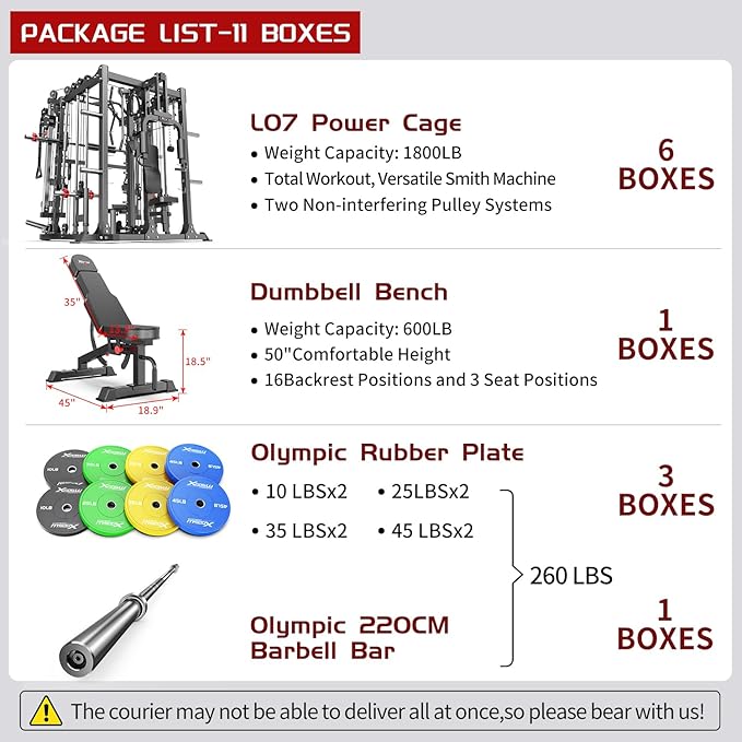 Smith Machine, Multi-Purpose Strength Power Cage with Cable Crossover System and More Training Accessories,Squat Rack Power Rack，Suitable for Home Gyms