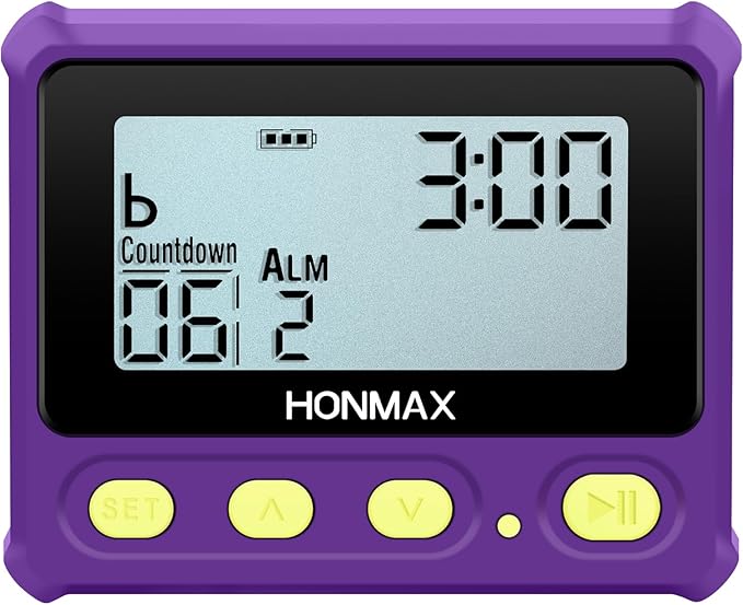 8200 Interval Timer, Stopwatch with Backlight, USB-C Rechargeable Clock (Purple)