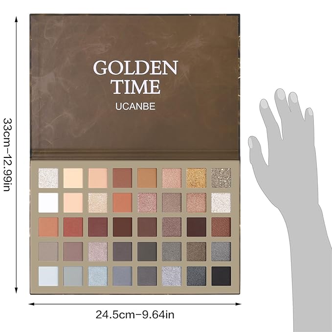 UCANBE Nude Eyeshadow Palette + 15 PCS Makeup Brushes Set, 40 Color Matte Shimmer Glitter Eye Shadow, Neutral Black Dark Grey Smoky Make Up Pallet Gift Kit Highly Pigmented Long Lasting Waterproof