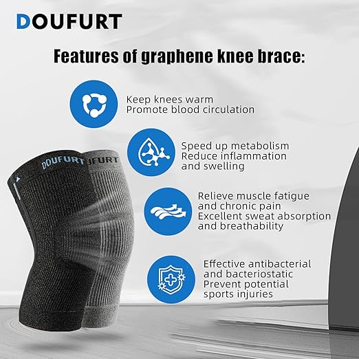 DOUFURT Knee Brace for Women & Men Knee Compression Sleeve Meniscus Tear, Patella Stabilizer knee support for knee Pain, ACL, MCL, Arthritis, Running