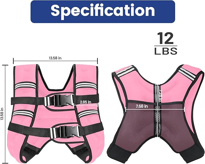 Zikopomi Weighted Vest Woman Man, 6lb/8lb/12lb/16lb/20lb/25lb/30lb Weight Vest with Reflective Stripes for Workout, Strength Training, Running, Fitness, Muscle Building, Weight Loss, Rucking Vest