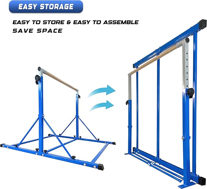 Marfula Gymnastic Bar For Kid and Teenage of 3-25, 5Ft/8 FT Base Length 4Ft Width 5Ft Adjust Height, Gymnastic Kip Bar For Gymnast, Gymnastic Training Equipment For Professional Training Home Club Use
