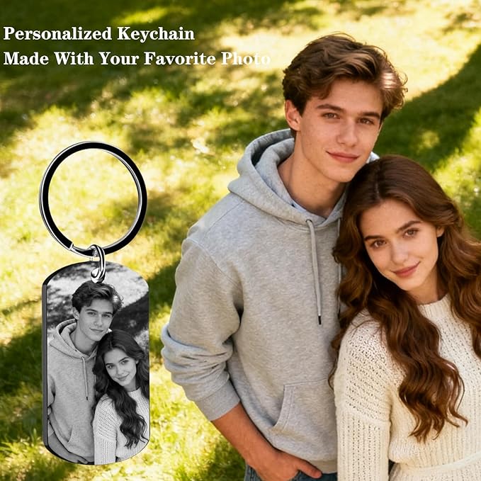 Hiyong Personalized Keychain Custom Photo Keyring Customized Gifts for Men Custom Keychain with Your Photo Logo or Text