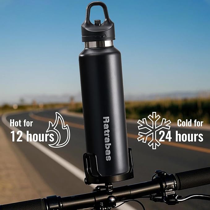Insulated Water Bottle 21 OZ, Insulated Tumbler with One-Touch Open, Travel Water Bottle with Leak-Proof Design, Sports Water Bottle for Women & Men (Black)