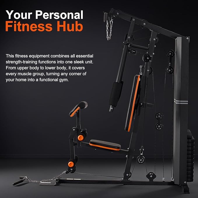Multifunctional Home Gym Workout Equipment, Full Body Strength Training Machine with Pulley System & Rowing Function — All-in-One Exercise Equipment for Home Fitness