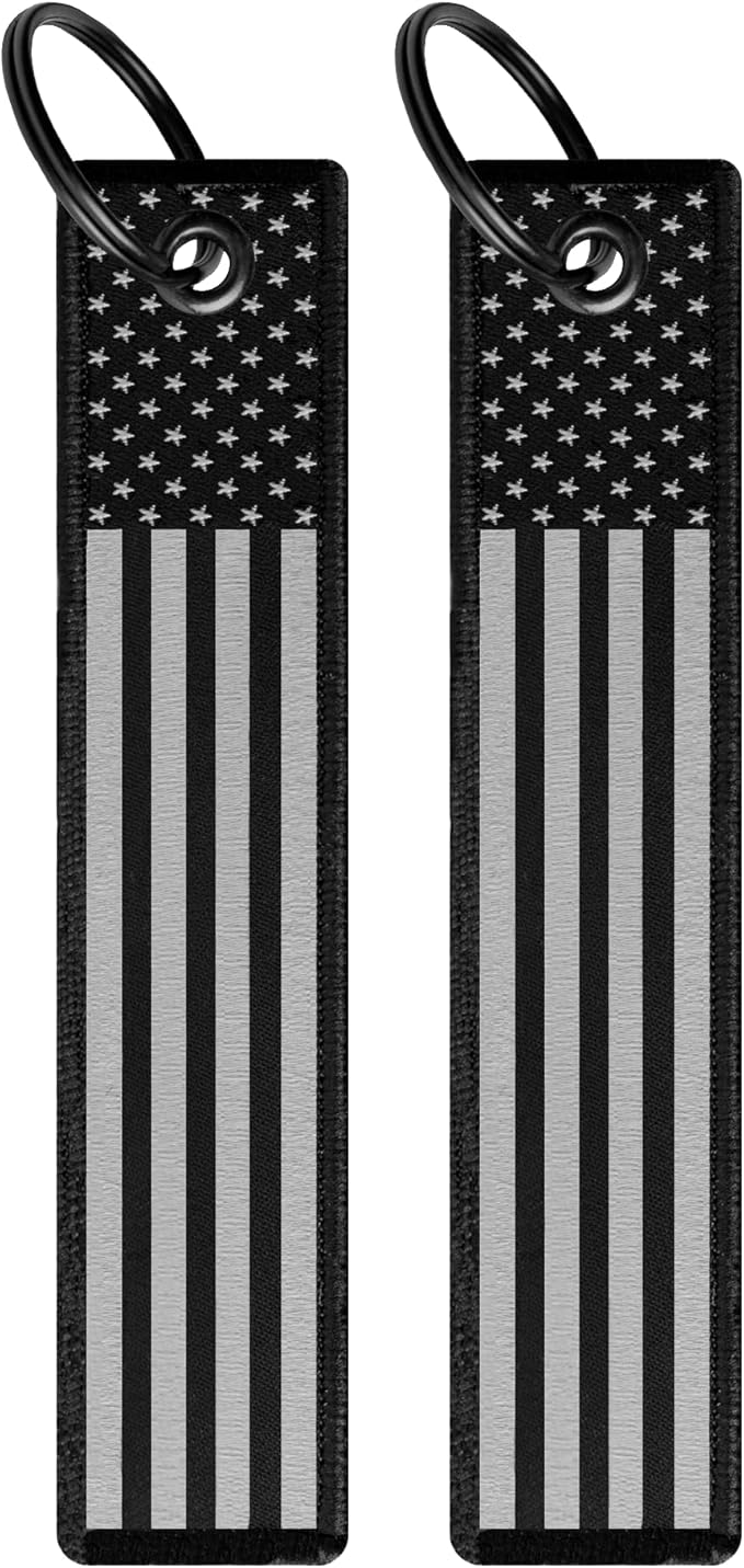 Patriotic Jet Tag Key Tag for attachment to keys, bags, Luggage and more. Made of Nylon Set of 2