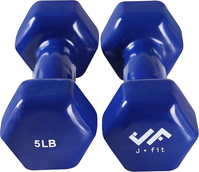 JFIT Dumbbell Pairs or Sets – Neoprene & Vinyl Coated Hand Weights for Home Gym, Strength Training, Aerobics, Cardio Exercise and Fitness