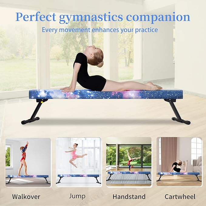 EL&IT·Wings 6FT/8FT Gymnastic Balance Beam for Kids, Adjustable Balance Beam with Leg, High and Low Level Floor Beam, Gymnastics Equipment for Home and Gym Center