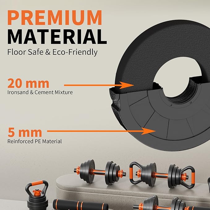 4-in-1 Adjustable Dumbbell Set, 60LBS/70LBS Free Weights Set with Connector, Used as Barbell, Kettlebells, Push-Up Stand, Weight Plate, Exercise & Fitness Dumbbells Home Gym Workout Equipment for Men/Women