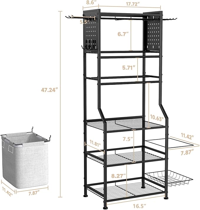 Dumbbell Rack, Home Gym Storage for Kettlebells, Yoga Mat & Strength Training Equipment, Weight Rack With Peg Board Organizer, Workout Gym Equipment Storage