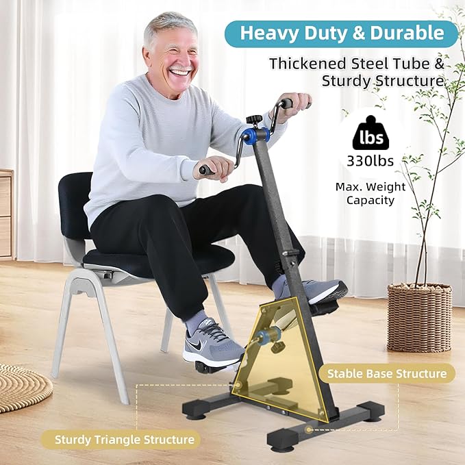 Arm and Leg Pedal Exerciser for Seniors - Seated Pedal Exerciser for Elderly, Stroke Recovery Pedal Exercise Equipment for Senior, Knee & Foot Stroke Therapy Equipment for Adults, Elliptical for Seniors