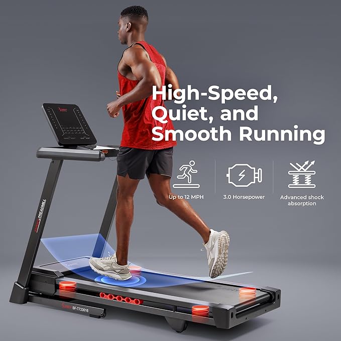 Sunny Health & Fitness Smart Heavy-Duty Auto Incline Treadmill with 20" Running Deck and Free SunnyFit App Connection