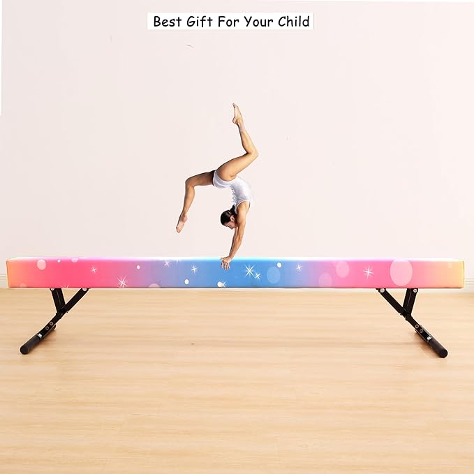 MARFULA Adjustable Balance Beam 8 ft Gymnastic Beam Adjustable Height for Kids and Teenage of All Gymnastic Levels, Gymnastic Training Beam Gymnastic Equipment for Athlete Home and Gym Club Use