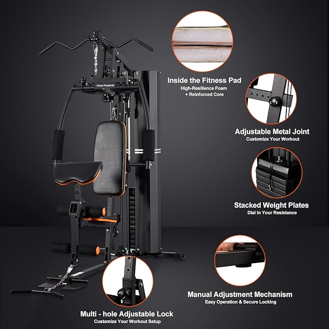 Multifunctional Home Gym Workout Equipment, Full Body Strength Training Machine with Pulley System & Rowing Function — All-in-One Exercise Equipment for Home Fitness