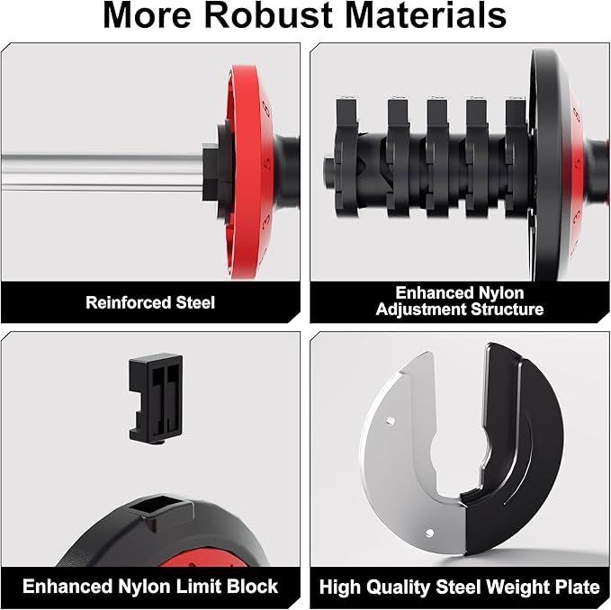 25/55LB Adjustable Dumbbell Set,10 in 1 Free Weights Dumbbell with Anti-Slip Texture Handle,1 Sec Speed Adjustment Men/Women Gym and Home Strength Training Equipment.