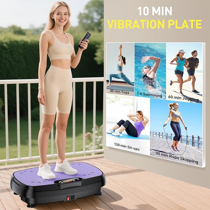 Vibration Plate Exercise Machine, 9 Modes Vibrating Platform for Lymphatic Drainage, 3D Upgraded Vibrated Plates for Weight Loss, Home Full Body Workout Equipment for Fitness