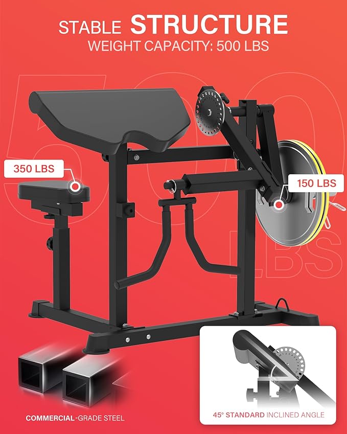 HVO Bicep Tricep Curl Machine: Adjustable Preacher Arm Bicep Curl and Tricep Extension Machine Plate Loaded Exercise Equipment for Home Gym