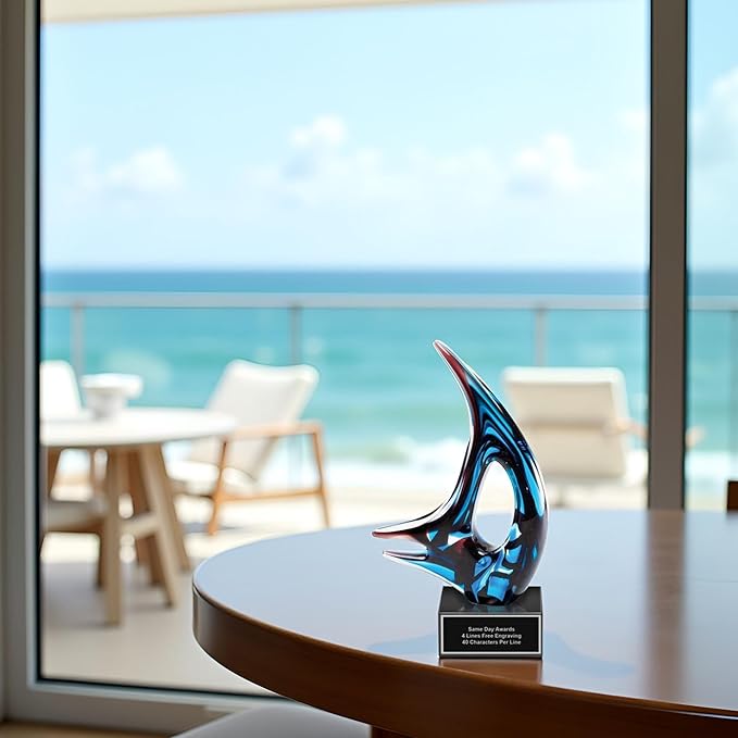 Hand-Blown Art Glass Award – Custom Engraved Elegant Award for Corporate, Sports Retirement Volunteer Recognition Leadership Personal Milestones Employee Gifts