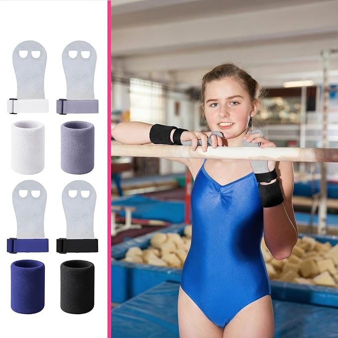 Soulchen 8 Pcs Gymnastics Grips Wristbands Gloves Gymnastic Hand Grips Gymnastic Bar Palm Protection Equipment Sports Accessories for Workout and Exercise