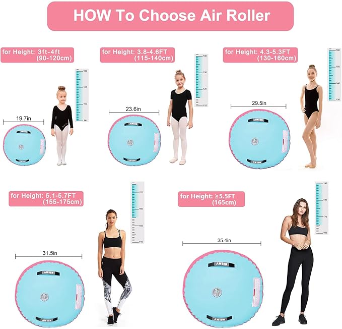 AWSUM Air Roller Gymnastics Barrel Inflatable Tumbling Mat Back Handspring Trainer for Octagon Mat Gym Home Gymnastics Equipment 1PCS，No Electric Pump