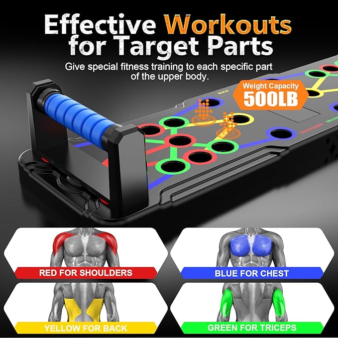 Push Up Board - 36-in-1 Foldable Pushup Fitness Stand for Portable Strength Training. Rugged, Stable Equipment for Home Gym Workout for Men & Women