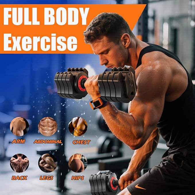 Adjustable Dumbbell Set 22.5LB, Anti-Slip Handle, 5 Level Gym Dumbbell Set with Free Weights Change, Secure Lock Slots, Home Strength Training Equipment for Men and Women