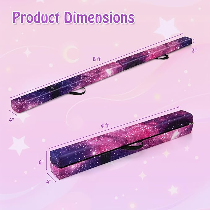 Giantex 7FT/8FT/9FT Balance Beam, Folding Gymnastics Beam w/Carry Handles, Floor Foam Gymnastics Equipment for Kids, Non Slip Rubber Base for Exercise, Practice & Professional Home Training