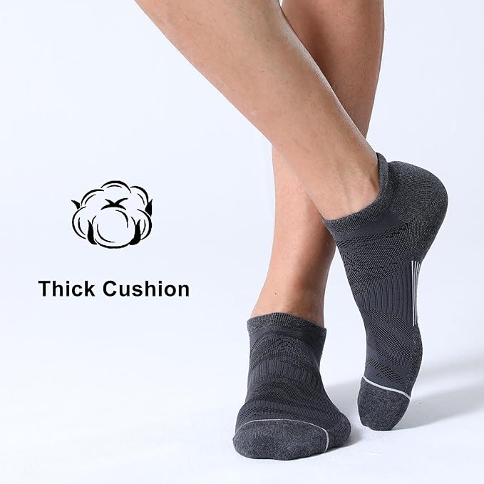 FITRELL 6 Pack Men's Ankle Running Socks Low Cut Cushioned Athletic Sports Socks 7-9/9-12/12-15