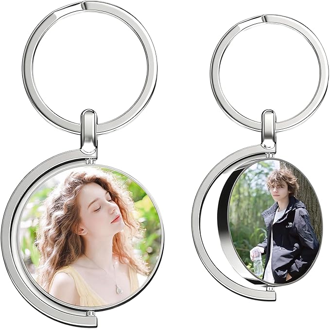 Hiyong Personalized Keychain Custom Photo Keyring Customized Gifts for Men Custom Keychain with Your Photo Logo or Text