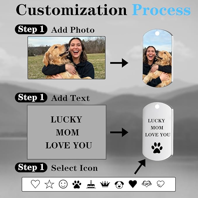 Hiyong Personalized Keychain Custom Photo Keyring Customized Gifts for Men Custom Keychain with Your Photo Logo or Text